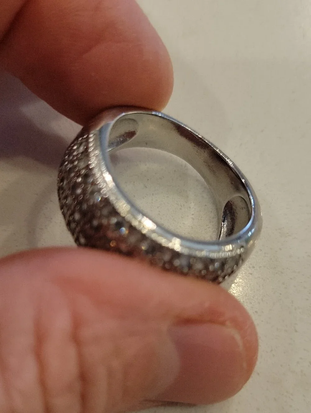 Sterling Silver Pave Dome Ring with Clear Stones - Silver